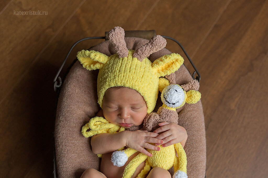 Фотосессия новорожденного в Москве жирафик